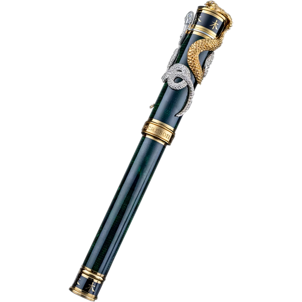 David Oscarson Green Wood Snake Rollerball Pen - Black Emerald (Limited Edition)-Pen Boutique Ltd
