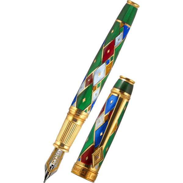 David Oscarson Harlequin Fountain Pen - Emerald Green-Pen Boutique Ltd