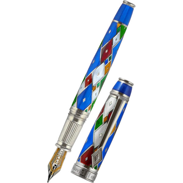 David Oscarson Harlequin Fountain Pen - Sapphire Blue-Pen Boutique Ltd