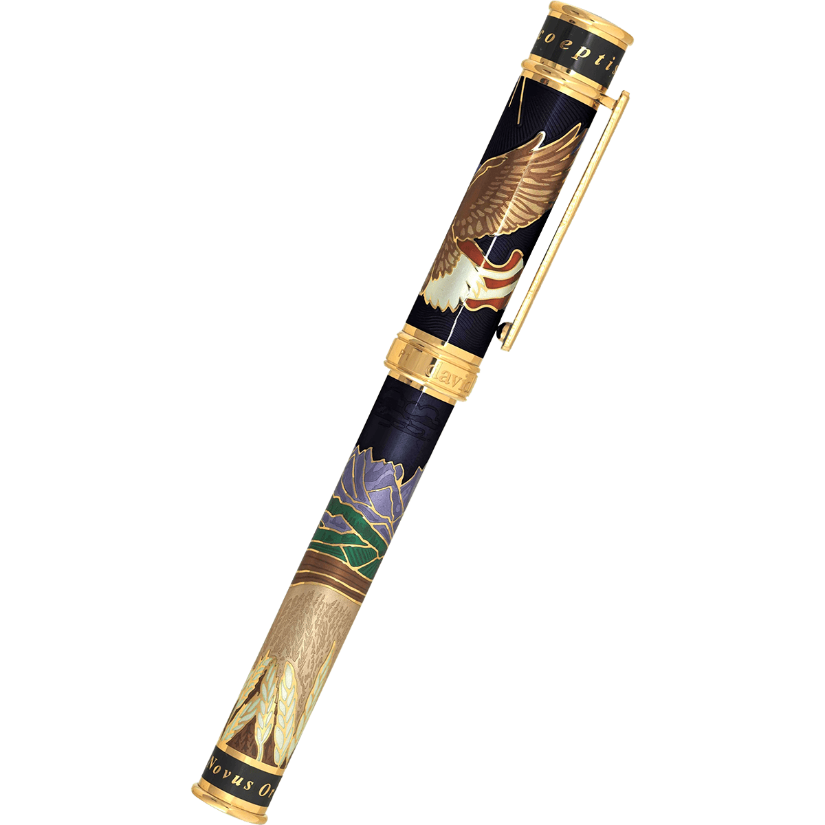 David Oscarson America The Beautiful Rollerball Pen - Onyx - Gold Trim (Limited Edition) - Pen Boutique Ltd