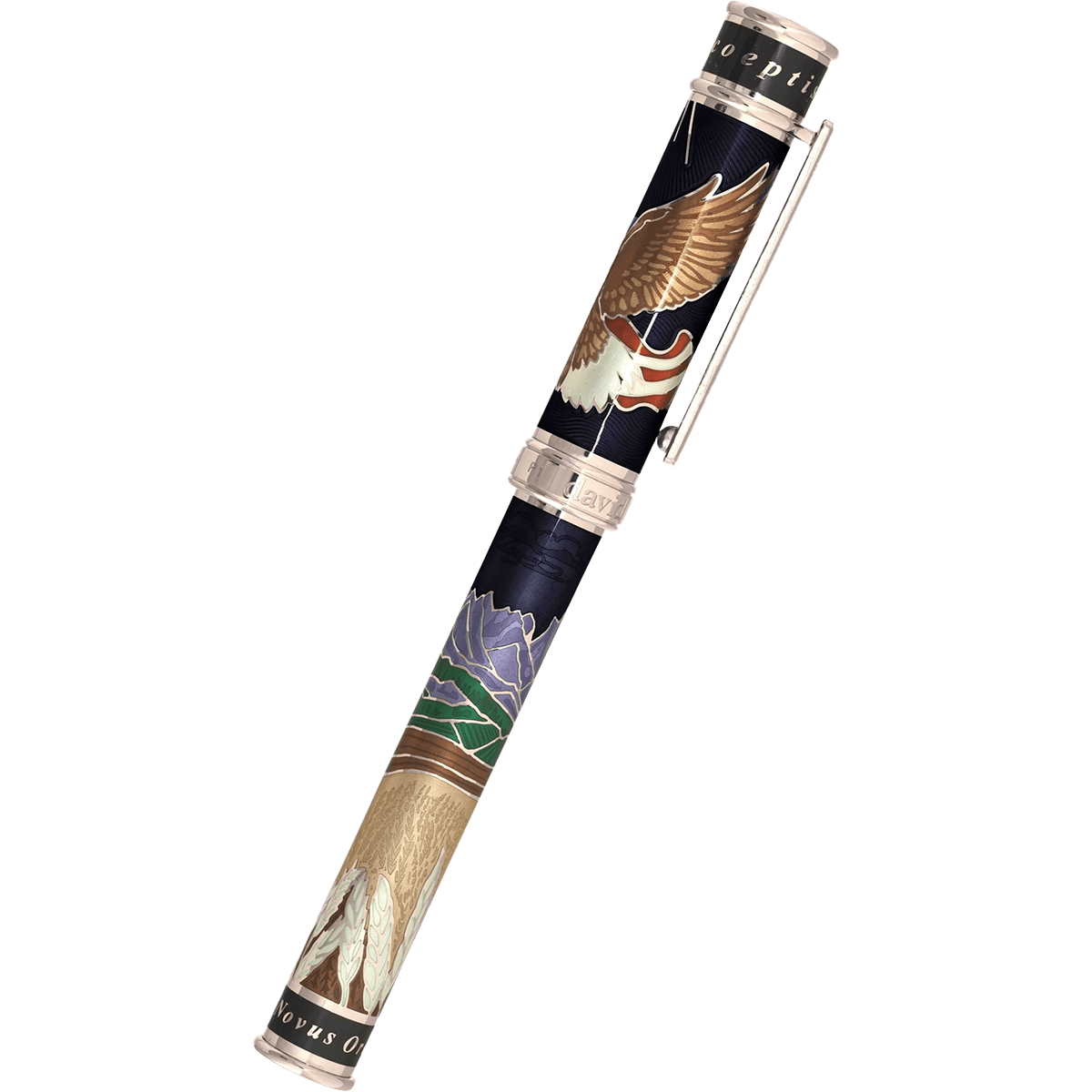 David Oscarson America The Beautiful Rollerball Pen - Onyx - Silver Trim (Limited Edition) - Pen Boutique Ltd