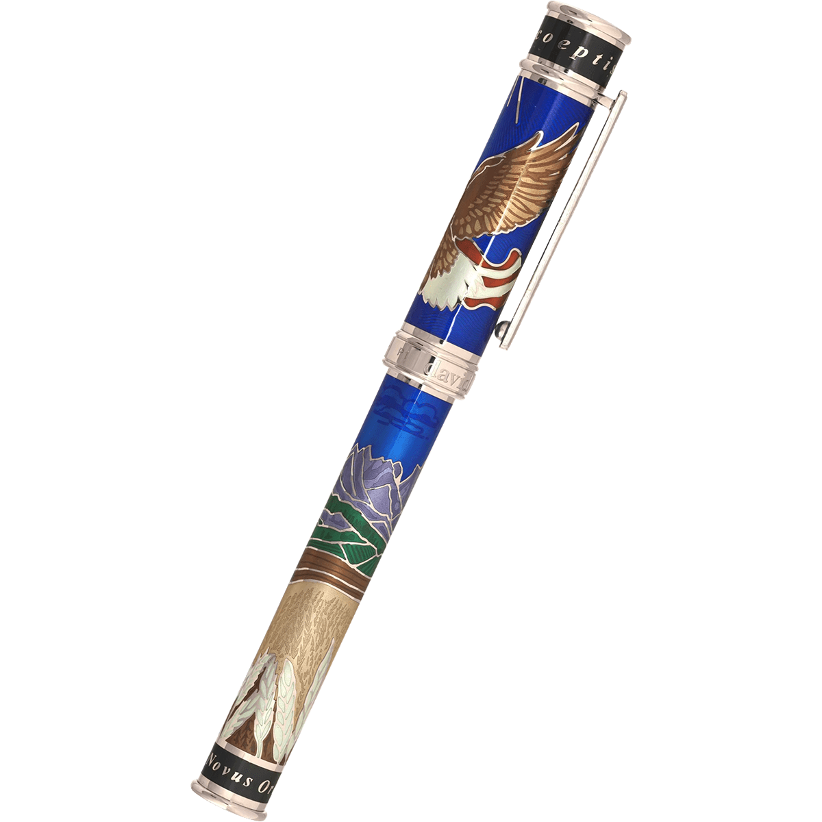 David Oscarson America The Beautiful Rollerball Pen - Sapphire - Silver Trim (Limited Edition) - Pen Boutique Ltd