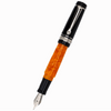 Delta DV Original Mini Fountain Pen – Black & Orange with Sterling Silver Trim – Pennino Acciaio - Pen Boutique Ltd