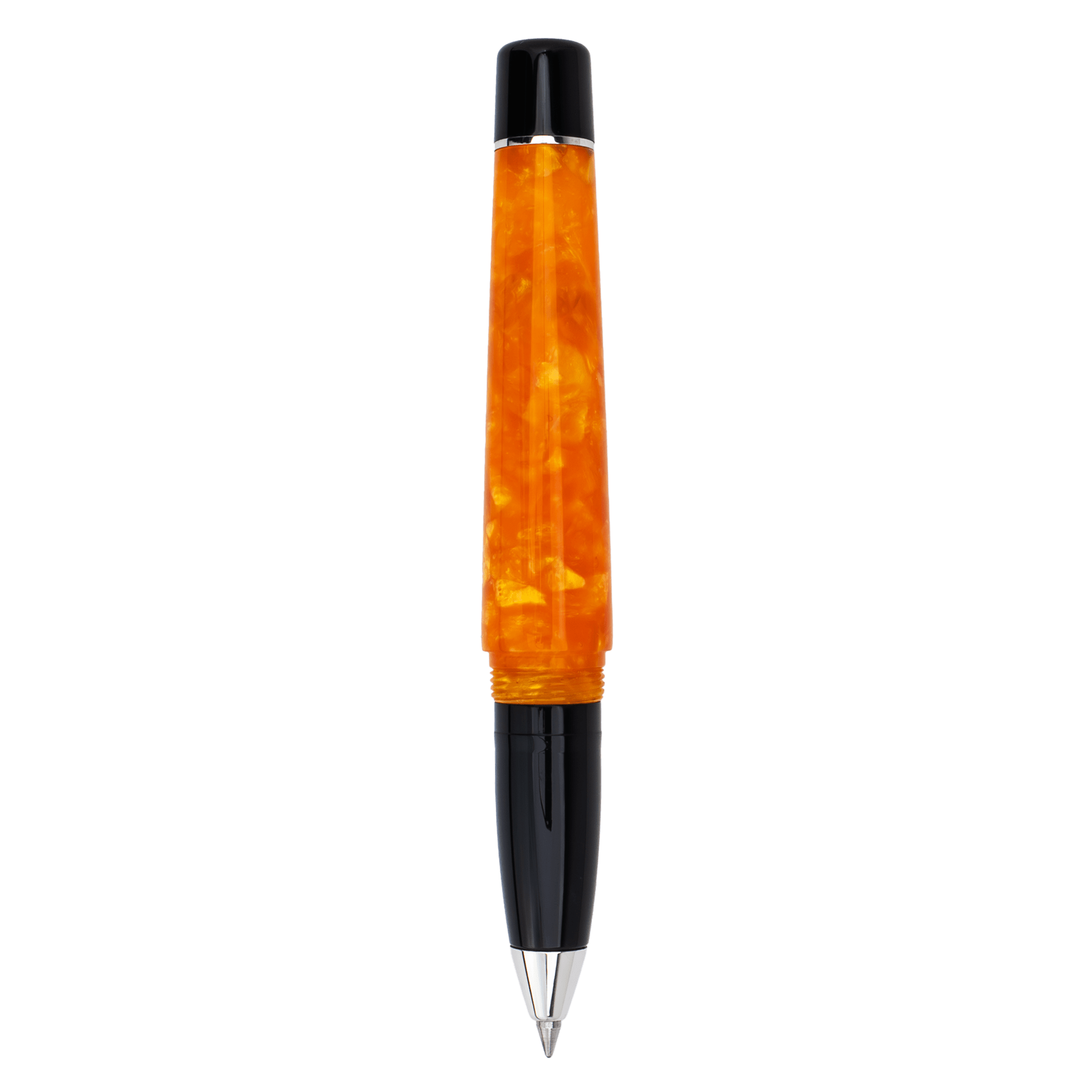 Delta DV Original Mini Rollerball Pen – Black & Orange with Palladium Trim - Pen Boutique Ltd