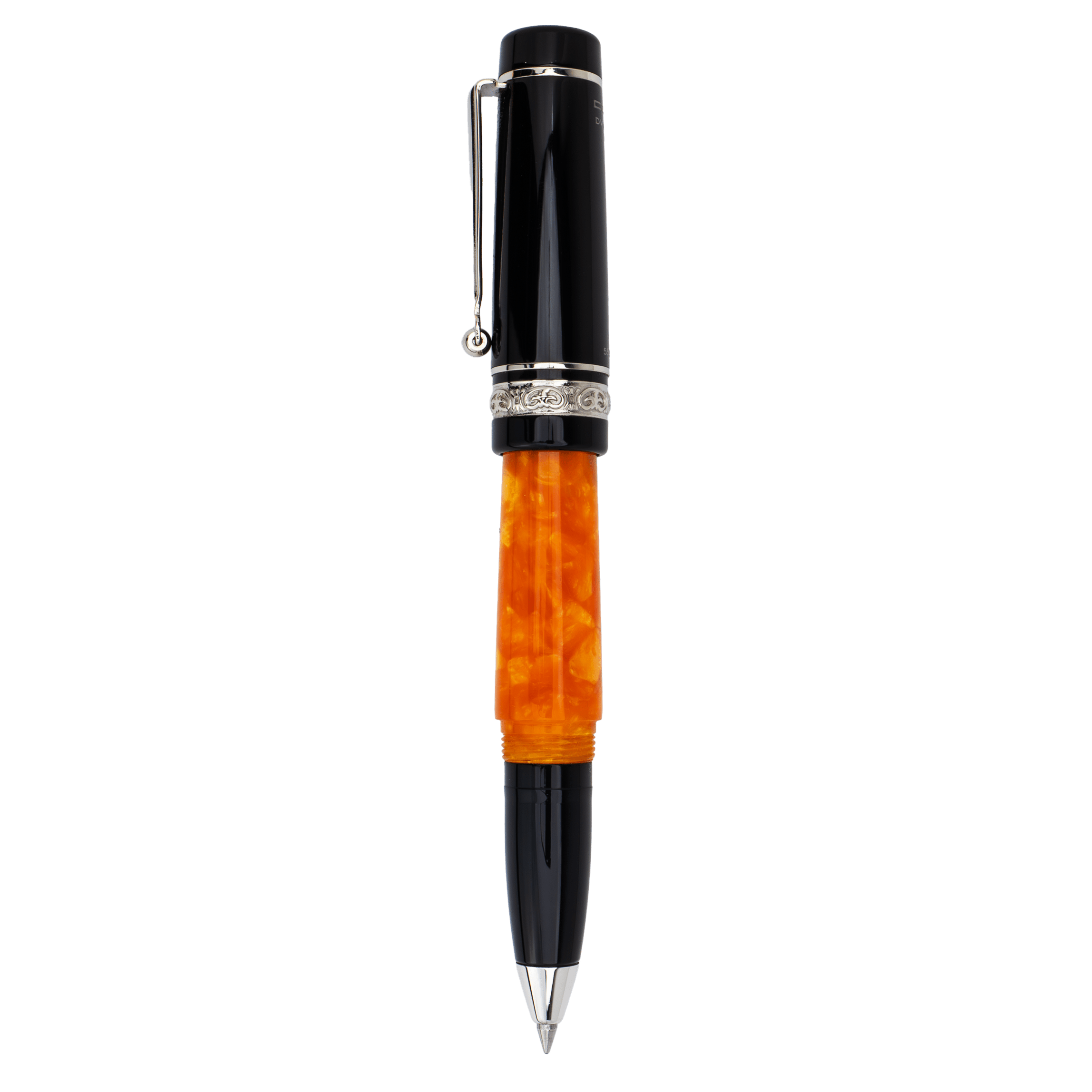 Delta DV Original Mini Rollerball Pen – Black & Orange with Palladium Trim - Pen Boutique Ltd