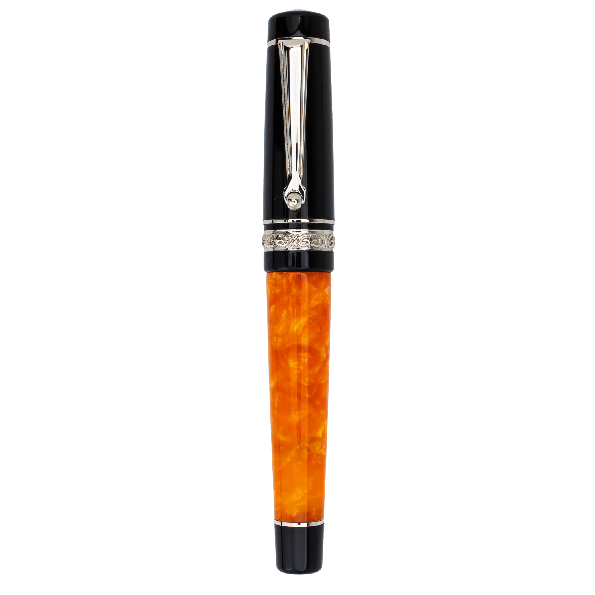Delta DV Original Mini Rollerball Pen – Black & Orange with Palladium Trim - Pen Boutique Ltd