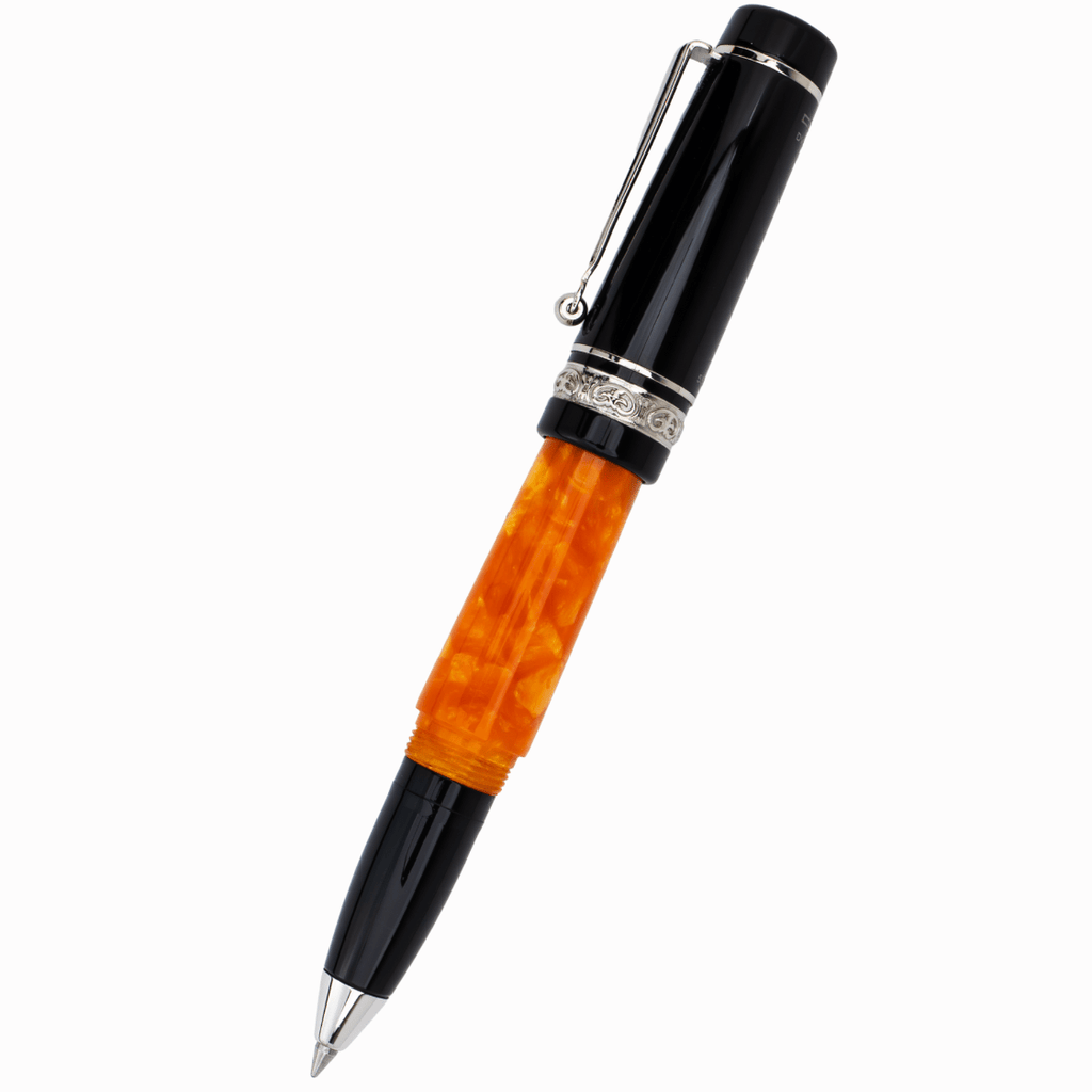 Delta DV Original Mini Rollerball Pen – Black & Orange with Palladium Trim - Pen Boutique Ltd