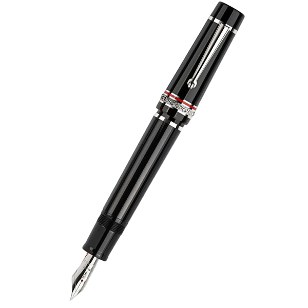 Delta Fountain Pen - DV Original - Black - Sterling Silver Trims - 14K (Oversize)-Pen Boutique Ltd
