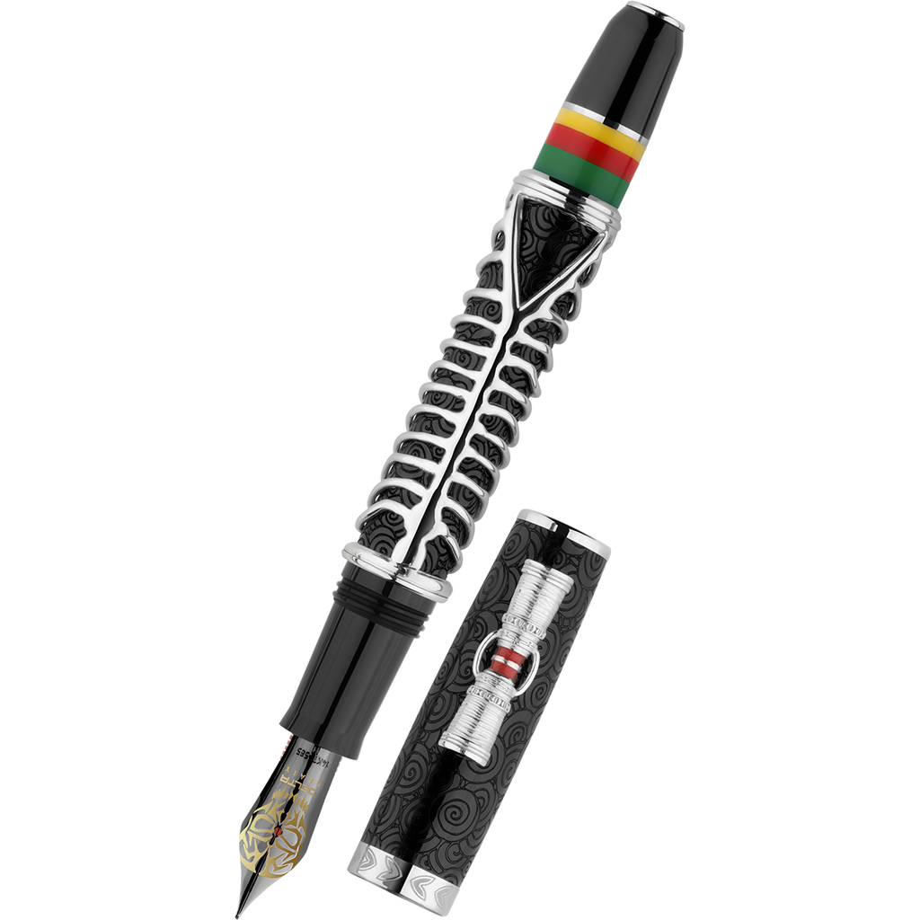 Delta Indigenous People Fountain Pen - Simbu Dancing Skeletons - Black - Silver Cage (Limited Edition)-Pen Boutique Ltd