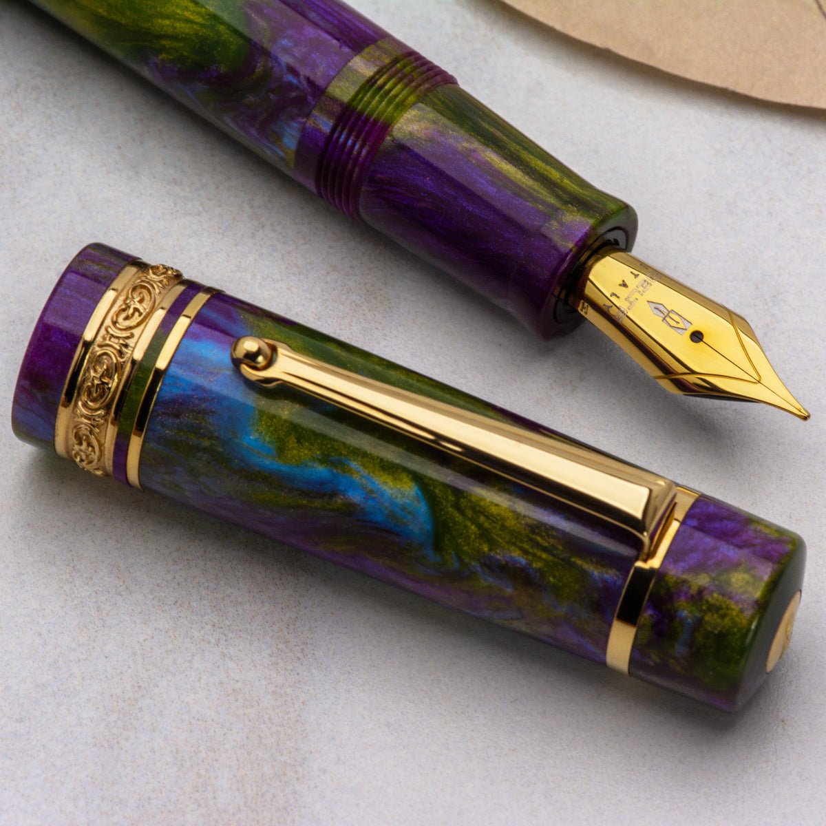 Delta Limited Edition Fountain Pen - DV 2.0 - Wisteria Walk - Gold Trim (Mid-Size) - Pen Boutique Ltd