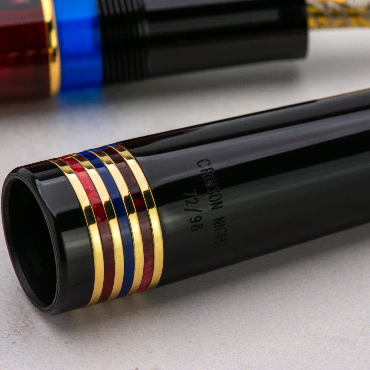 Delta Limited Edition Fountain Pen - Four Rings Crimson Night - Yellow Gold Trim - Steel Nib - Pen Boutique Ltd
