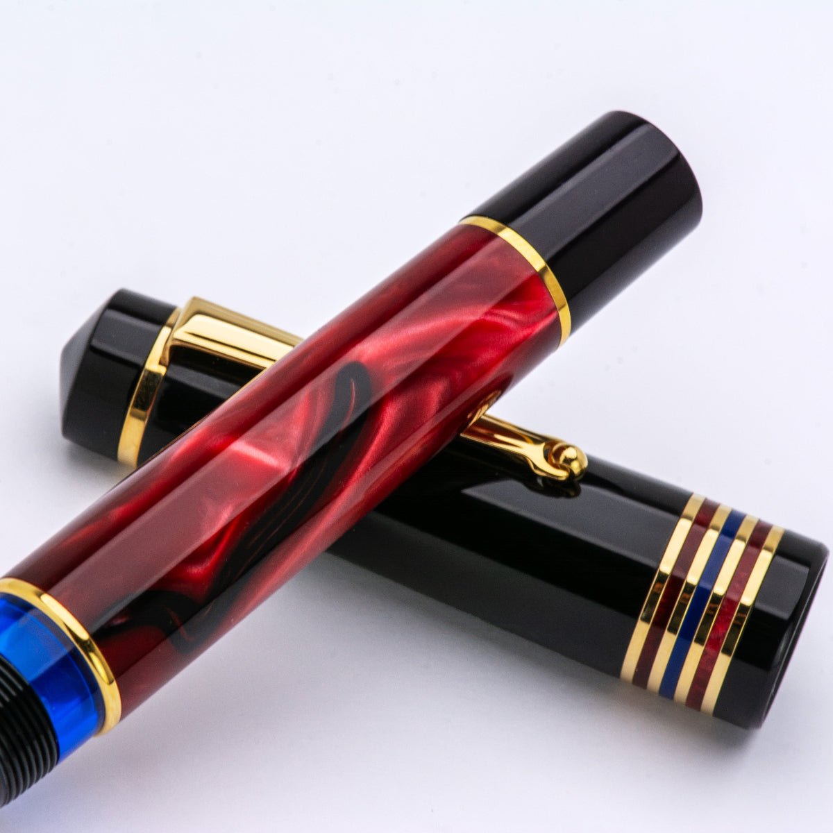 Delta Limited Edition Fountain Pen - Four Rings Crimson Night - Yellow Gold Trim - Steel Nib - Pen Boutique Ltd
