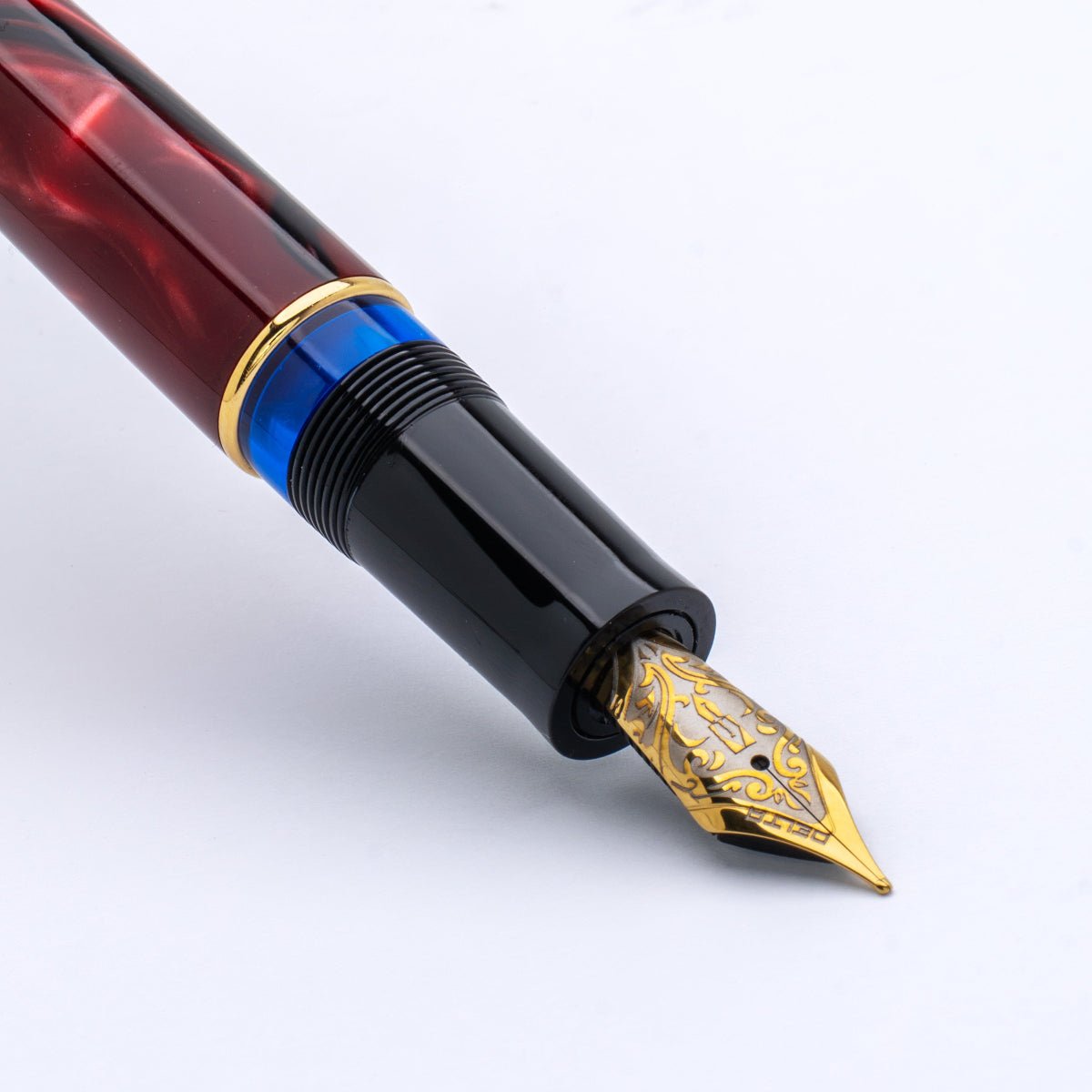 Delta Limited Edition Fountain Pen - Four Rings Crimson Night - Yellow Gold Trim - Steel Nib - Pen Boutique Ltd
