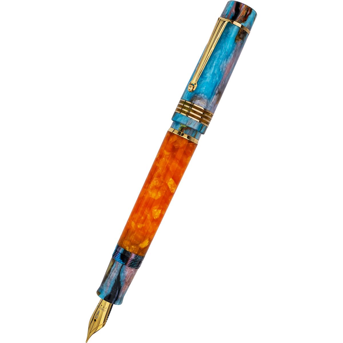 Delta Limited Edition Fountain Pen - DV Original - Orange Primary Manipulation 4.5 - Palladium Trim (Mid-Size)-Pen Boutique Ltd