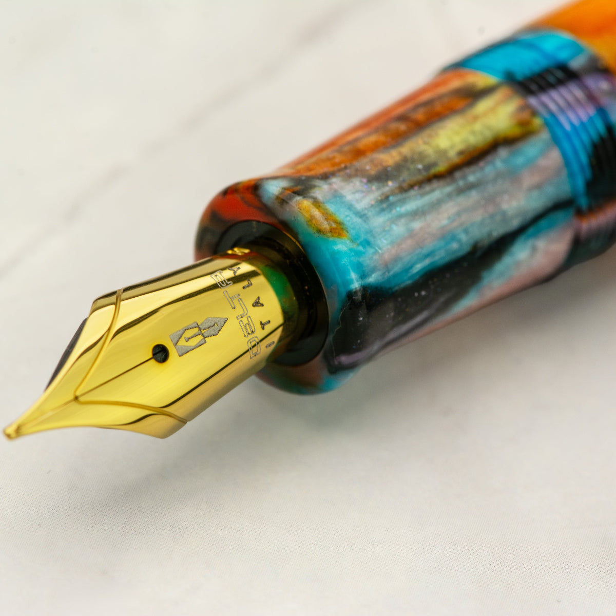 Delta Limited Edition Fountain Pen - DV Original - Orange Primary Manipulation 4.5 - Palladium Trim (Mid-Size)-Pen Boutique Ltd