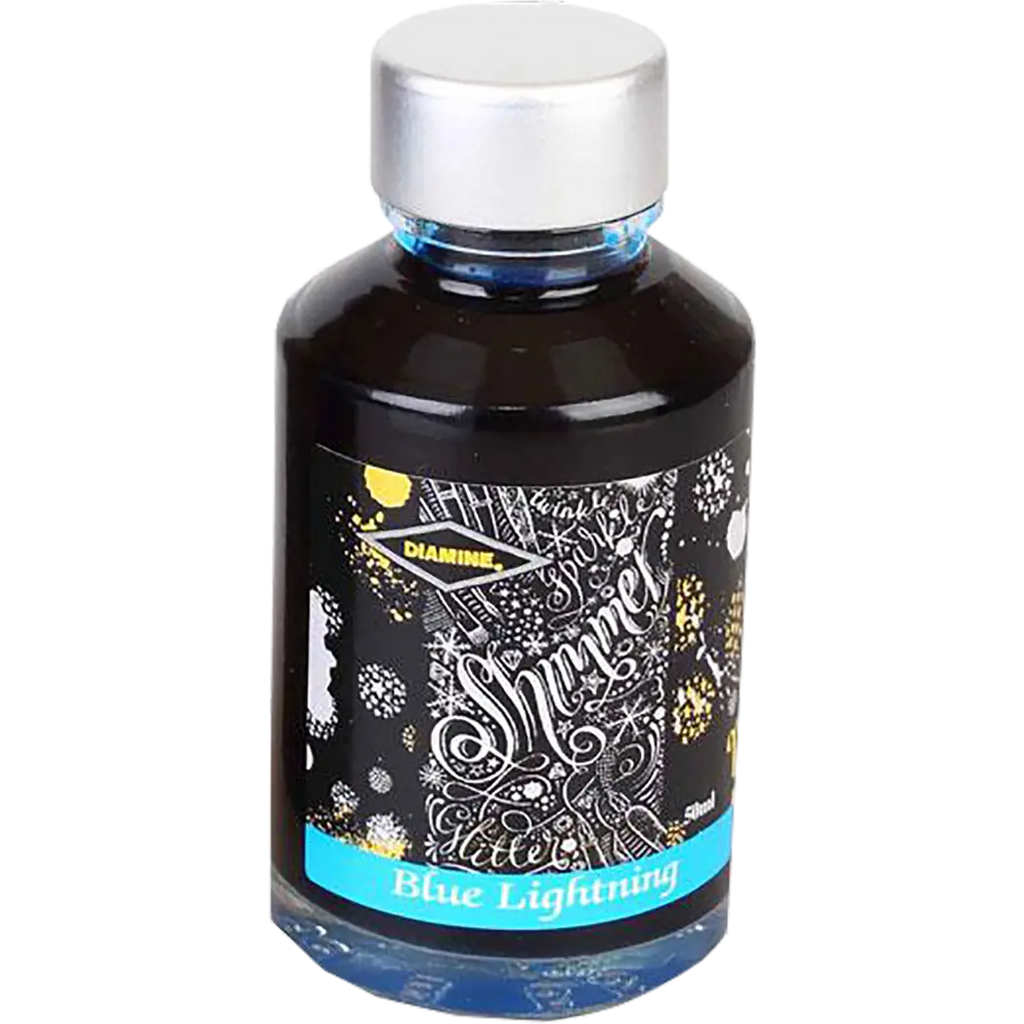 Diamine Shimmer Ink 50 ml Blue Lightning - Silver shimmer-Pen Boutique Ltd