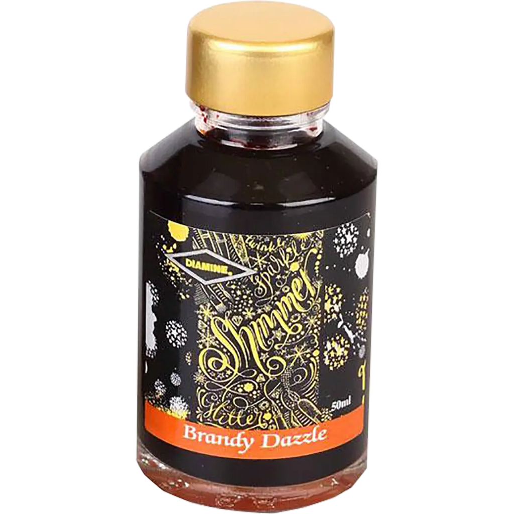 Diamine Shimmer Ink 50 ml Brandy Dazzle - Gold shimmer-Pen Boutique Ltd