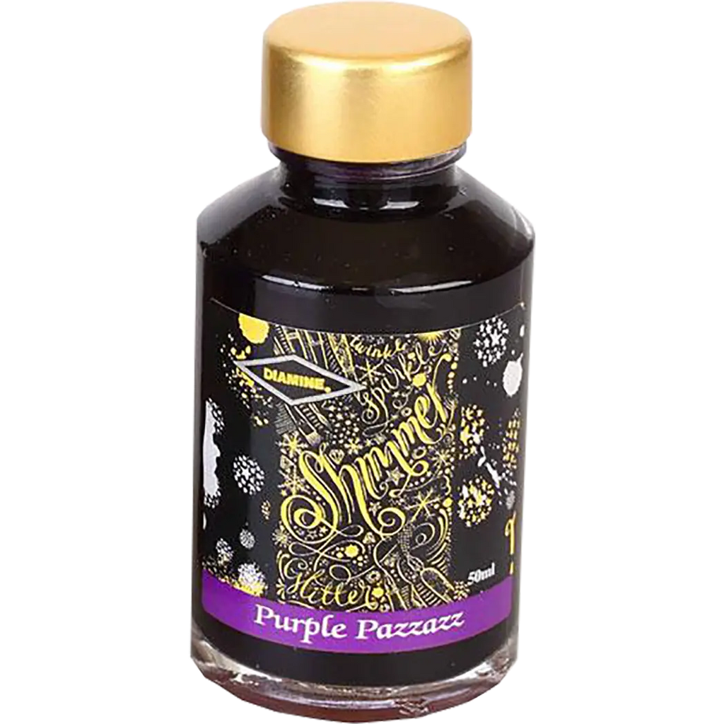 Diamine Shimmer Ink 50 ml Purple Pazzazz - Gold shimmer-Pen Boutique Ltd