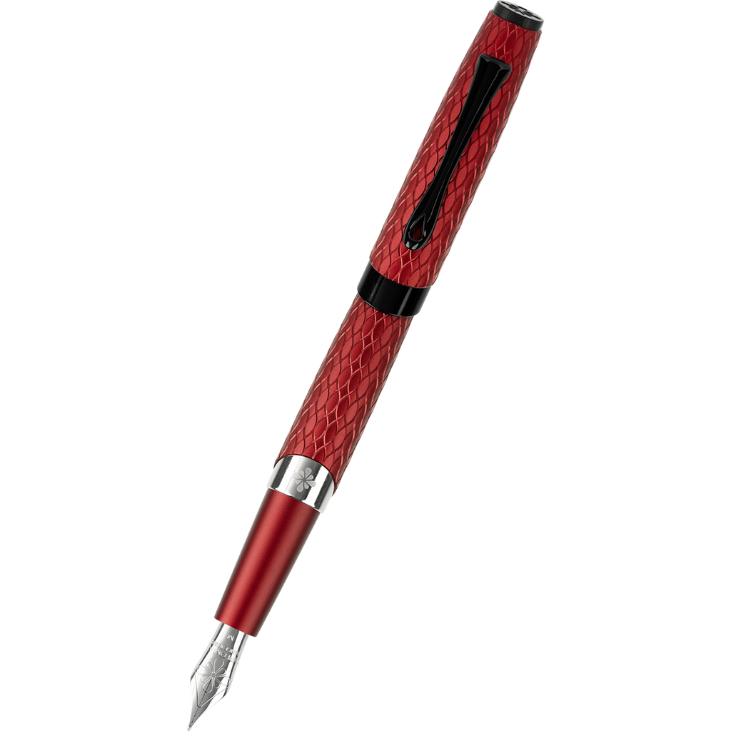 Diplomat Cobra Fountain Pen – Burgundy Red Guilloche-Pen Boutique Ltd