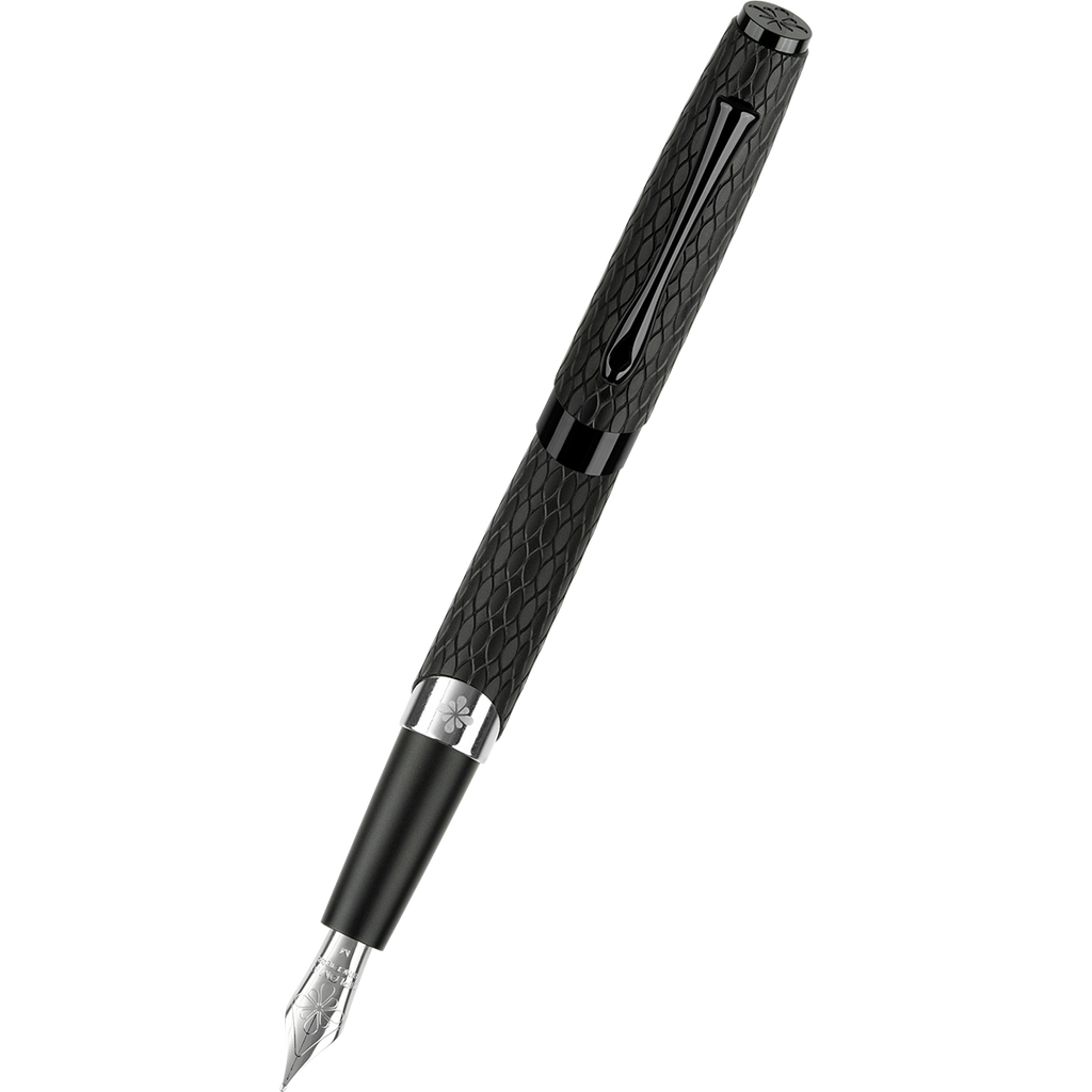 Diplomat Cobra Fountain Pen – Matte Black Guilloché-Pen Boutique Ltd