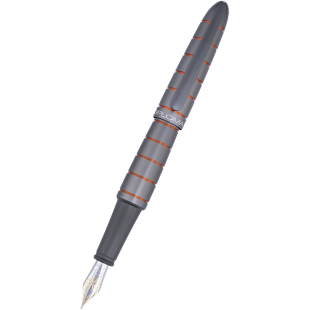 Diplomat Elox Ring Fountain Pen - Grey/Orange - 14K Nib-Pen Boutique Ltd
