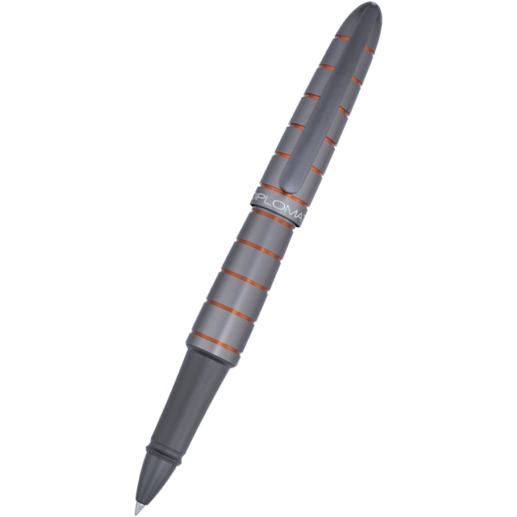 Diplomat Elox Ring Rollerball Pen - Grey/Orange-Pen Boutique Ltd
