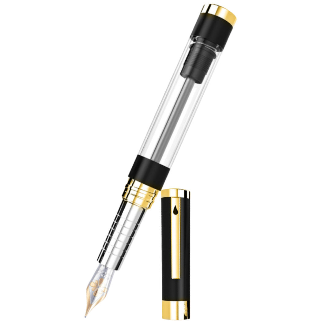 Diplomat Nexus Fountain Pen - Black - Gold Trim - 14K-Pen Boutique Ltd