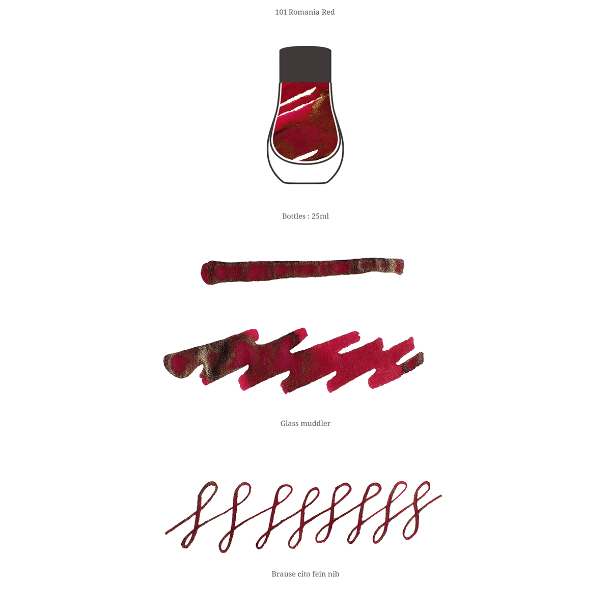 Dominant Industry Standard Ink - Romania Red - 25ml-Pen Boutique Ltd