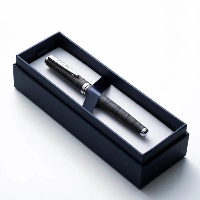 Tom Hessin Edinburgh "Stockbridge Stone" Rollerball Pen - Wooden Barrel, Chrome Trim - Pen Boutique Ltd