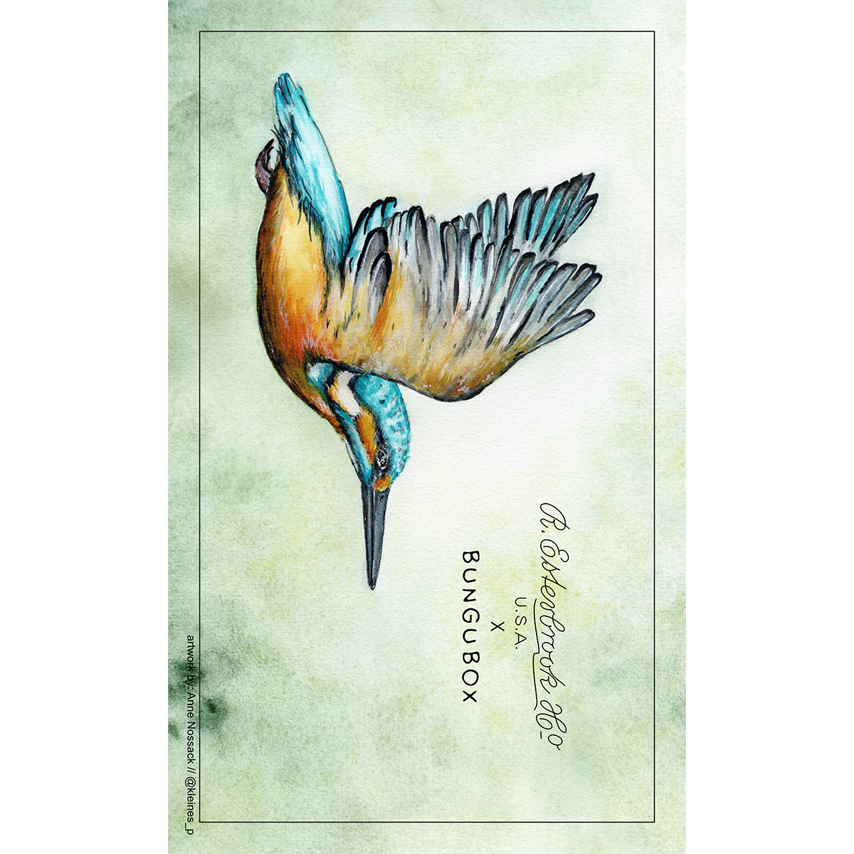 Esterbrook x BUNGUBOX Blotter Paper - The Kachofugetsu Kingfisher-Pen Boutique Ltd