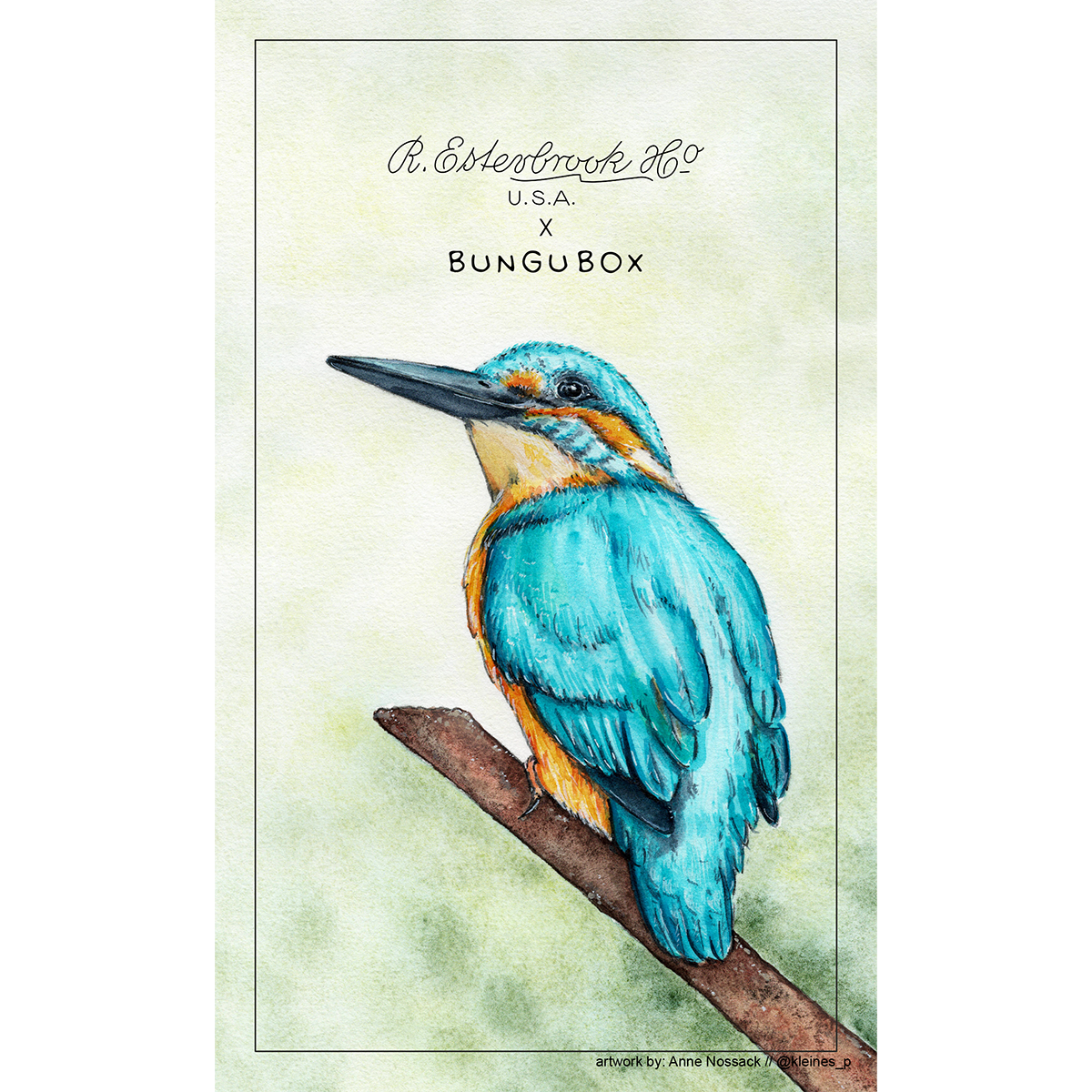 Esterbrook x BUNGUBOX Blotter Paper - The Kachofugetsu Kingfisher-Pen Boutique Ltd