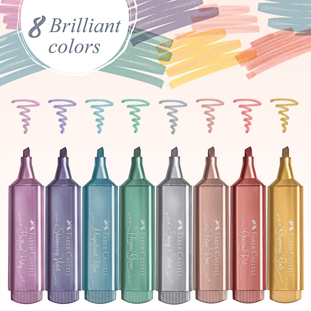 Faber-Castell Metallic Highlighter Textliner - Metallic Colors - Box of 8-Pen Boutique Ltd