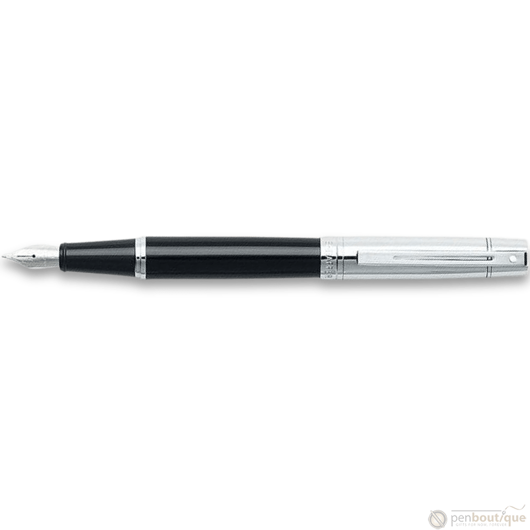 Sheaffer 300 Fountain Pen - Glossy Black Chrome Cap - Pen Boutique Ltd