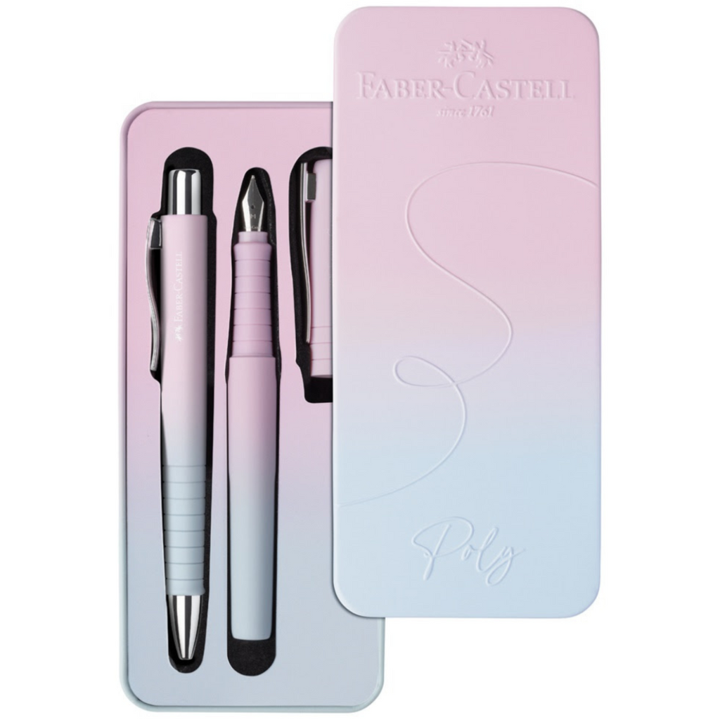 Faber-Castell Poly Flow Blushing Sky Fountain Pen & Ballpoint Gift Tin-Pen Boutique Ltd