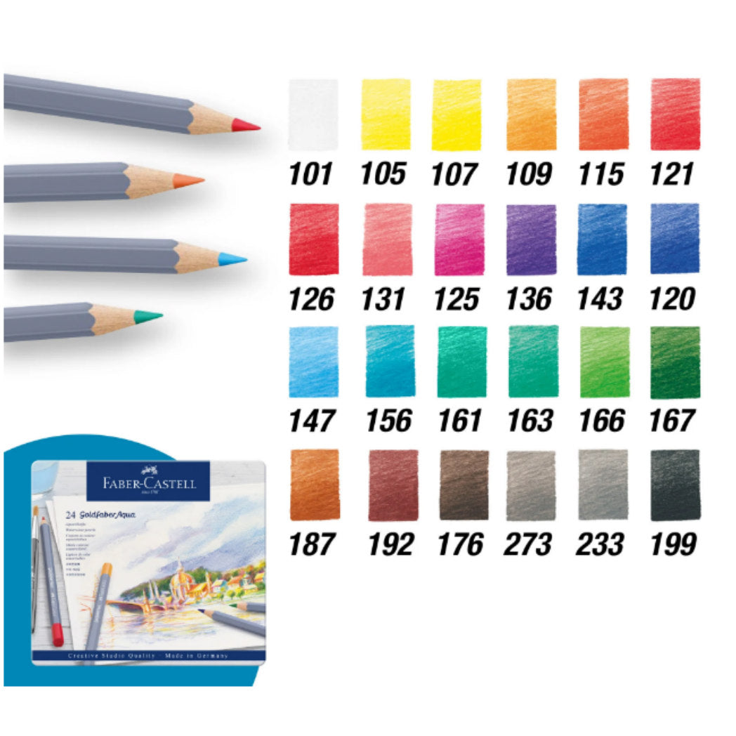 Faber-Castell Watercolor Pencils - Goldfaber Aqua - 24 ct - Pen