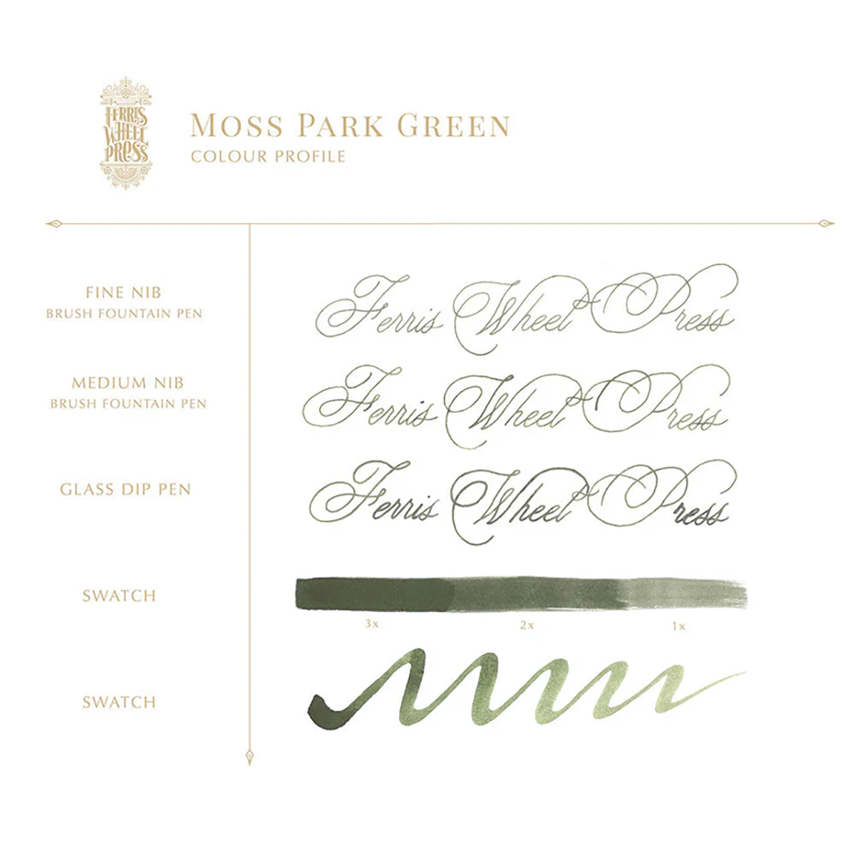Ferris Wheel Press Ink Bottle - Moss Park Green - 38ml-Pen Boutique Ltd
