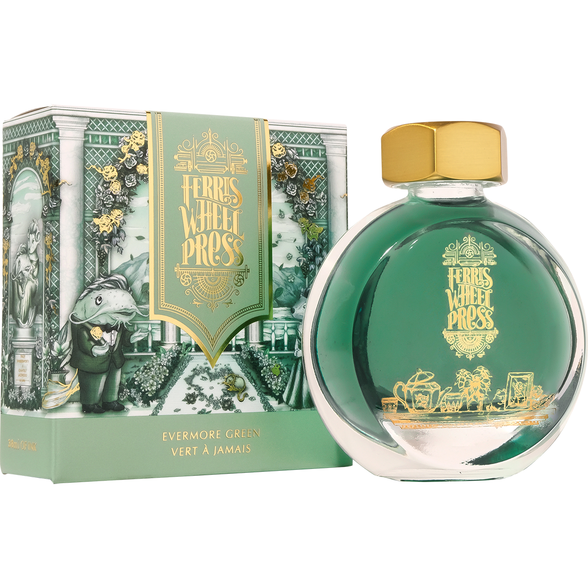 Ferris Wheel Press Ink Bottle - Evermore Green - 38ml-Pen Boutique Ltd