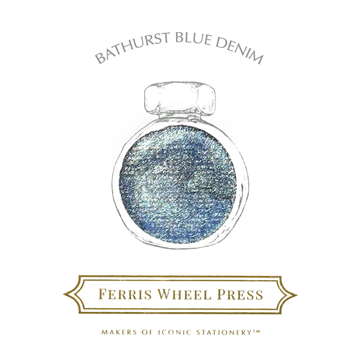 Ferris Wheel Press Ink Bottle - Bathurst Blue Denim - 38ml-Pen Boutique Ltd