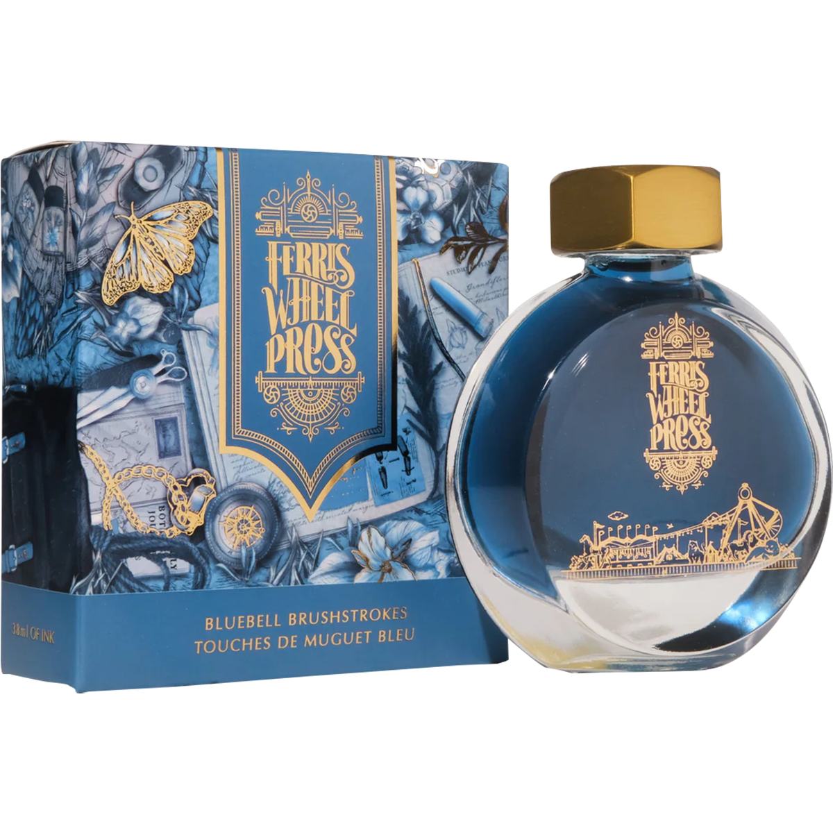 Ferris Wheel Press Ink Bottle - Bluebell Brushstrokes - 38ml-Pen Boutique Ltd