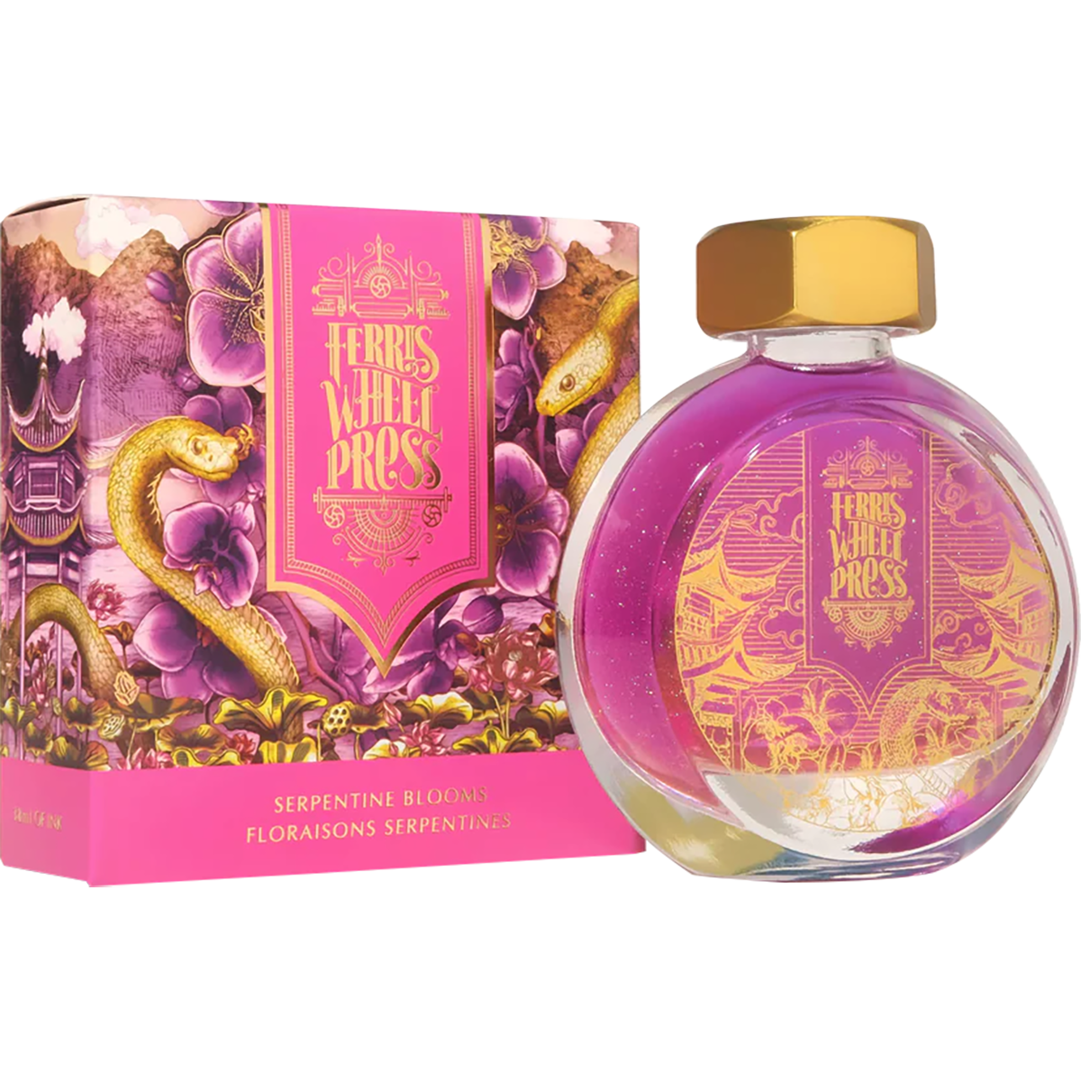 Ferris Wheel Press LNY x Fête Chinoise Ink Bottle - Serpentine Blooms - 38ml-Pen Boutique Ltd