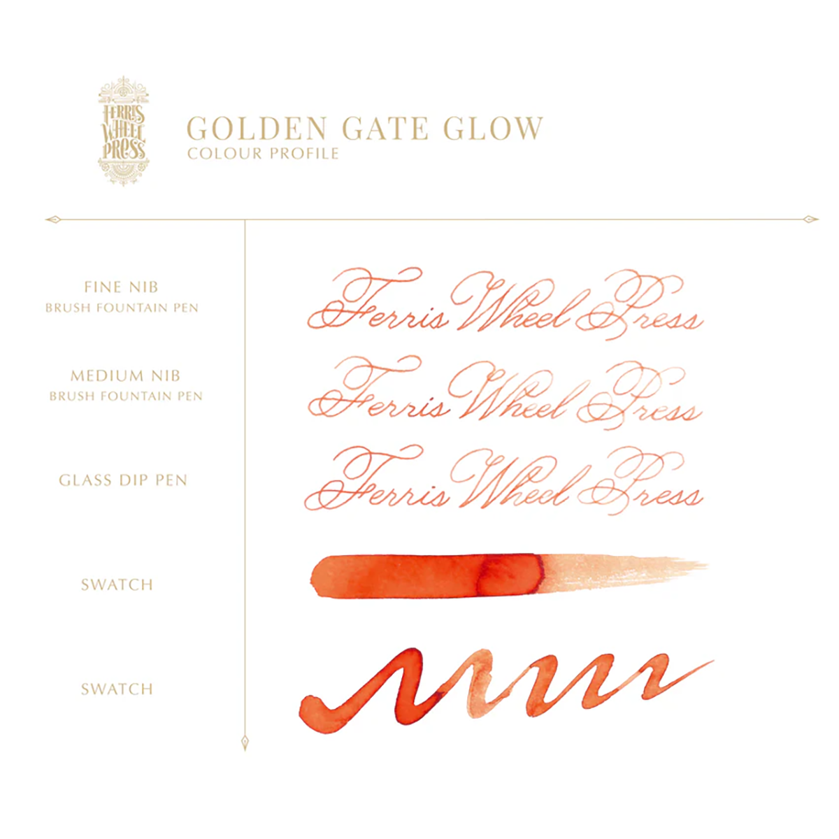 Ferris Wheel Press Ink Bottle - Golden Gate Glow - 38ml-Pen Boutique Ltd