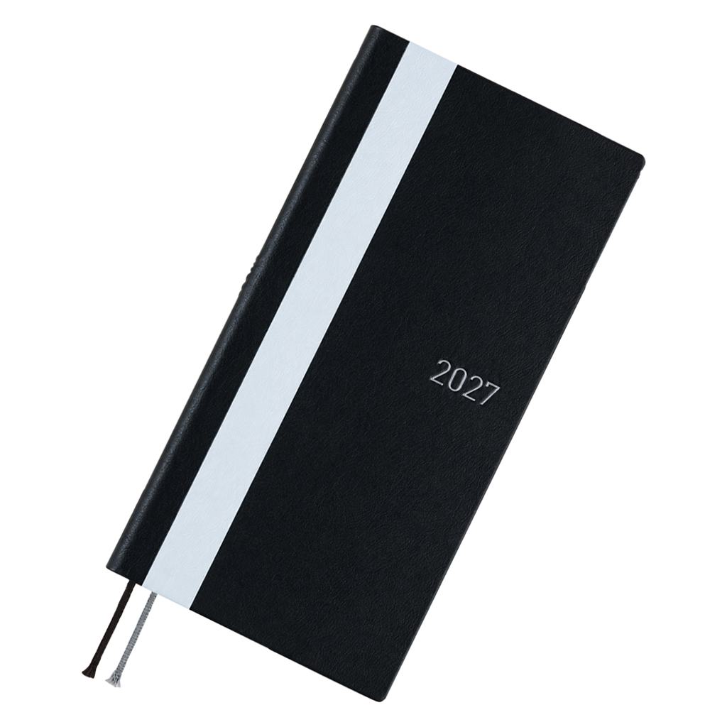 Hobonichi 2027 Soft Cover English Book - White Line: Black - Tall & Slim (Weeks - January Start)-Pen Boutique Ltd