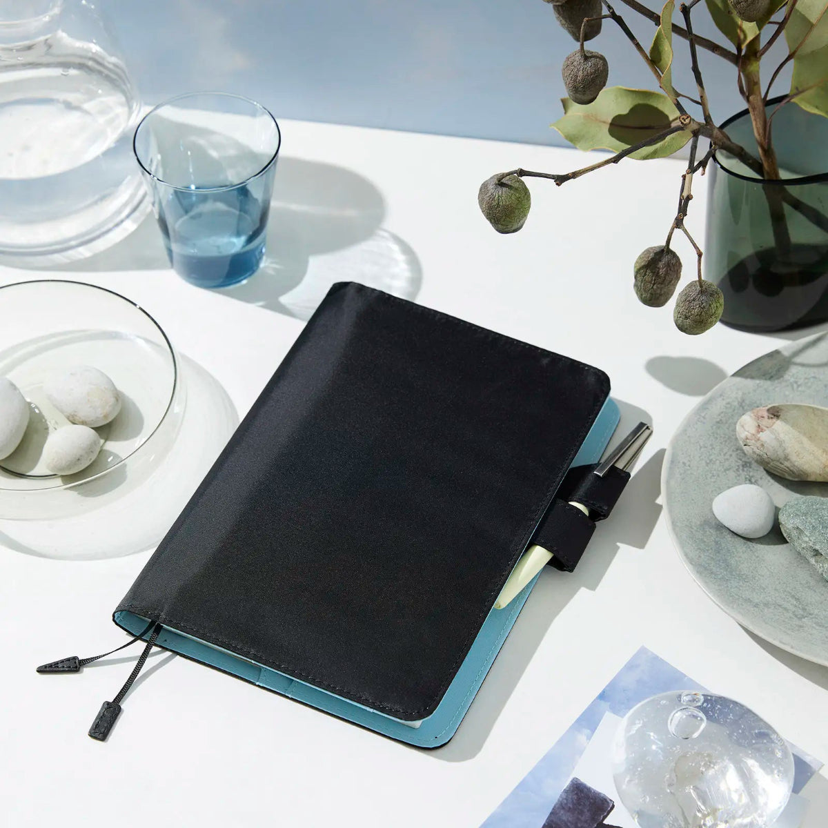 Hobonichi Cousin 2027 English Book & Cover - Black x Clear Blue - A5-Pen Boutique Ltd