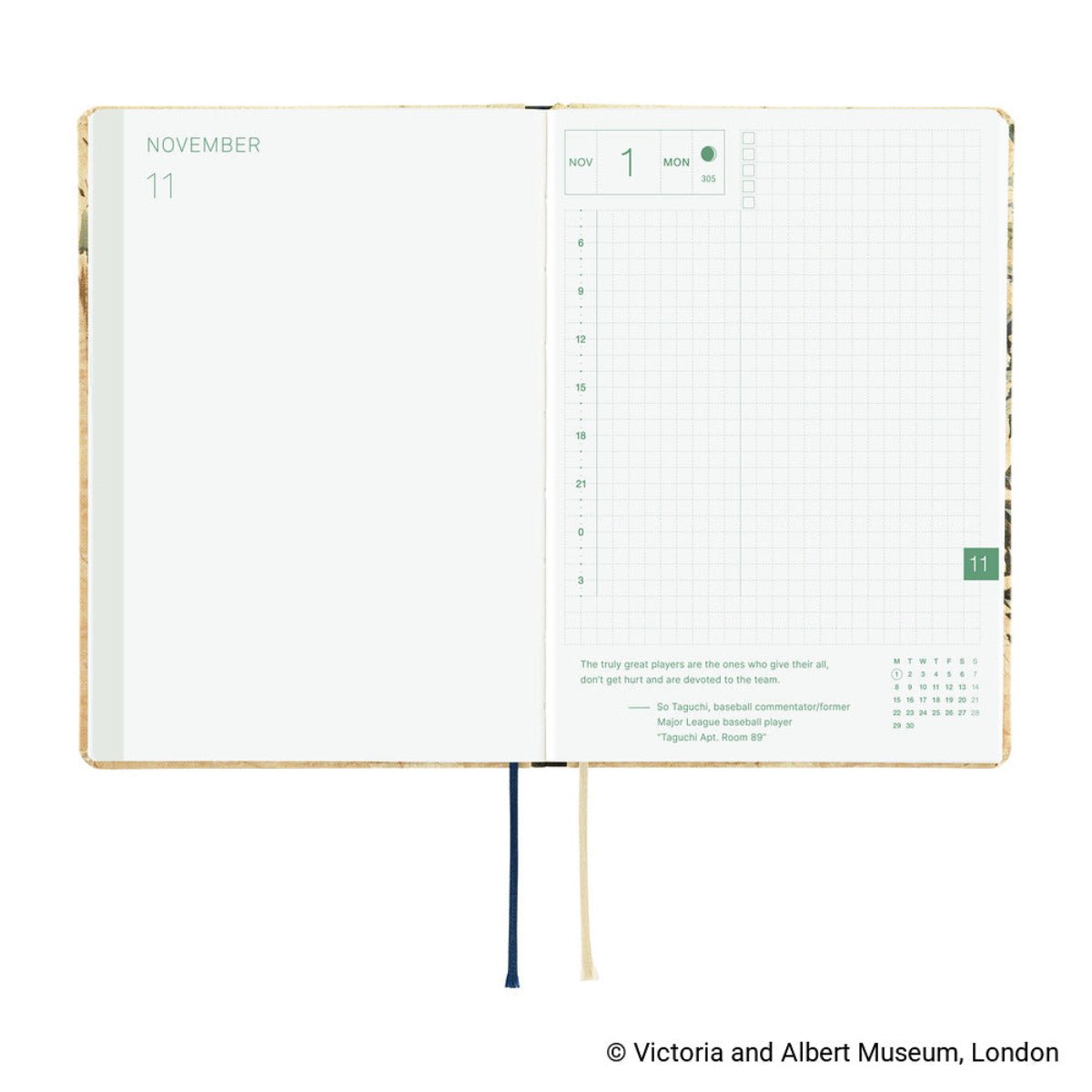Hobonichi 2027 HON Light Hard Cover English Book - V&A Series: Vine - A6 (January Start) - Pen Boutique Ltd