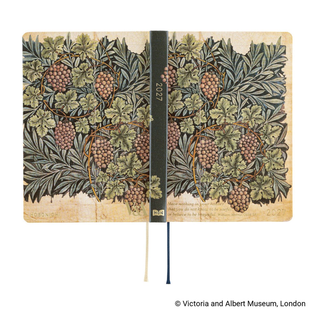 Hobonichi 2027 HON Light Hard Cover English Book - V&A Series: Vine - A6 (January Start) - Pen Boutique Ltd