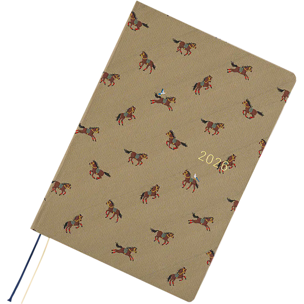 Hobonichi Hard Cover English Book - Bow & Tie: Galloping Horses & HON Stamped - A5 (January Start)-Pen Boutique Ltd