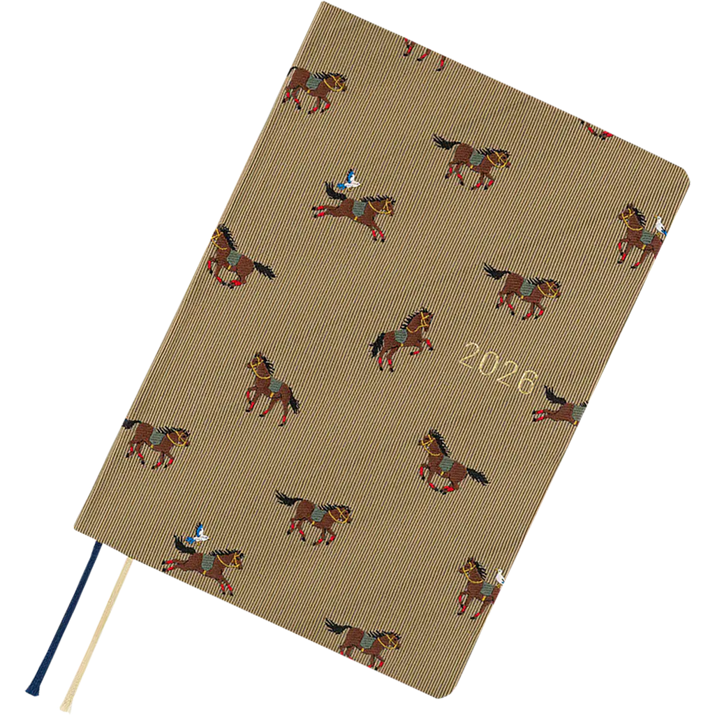 Hobonichi Hard Cover English Book - Bow & Tie: Galloping Horses & HON Stamped - A6 (January Start)-Pen Boutique Ltd
