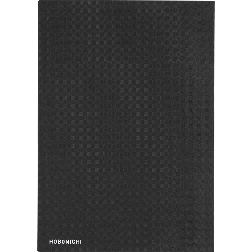 Hobonichi Hard Cover English Book - Paper Series: Black Gingham & HON Stamped - A5 (January Start)-Pen Boutique Ltd