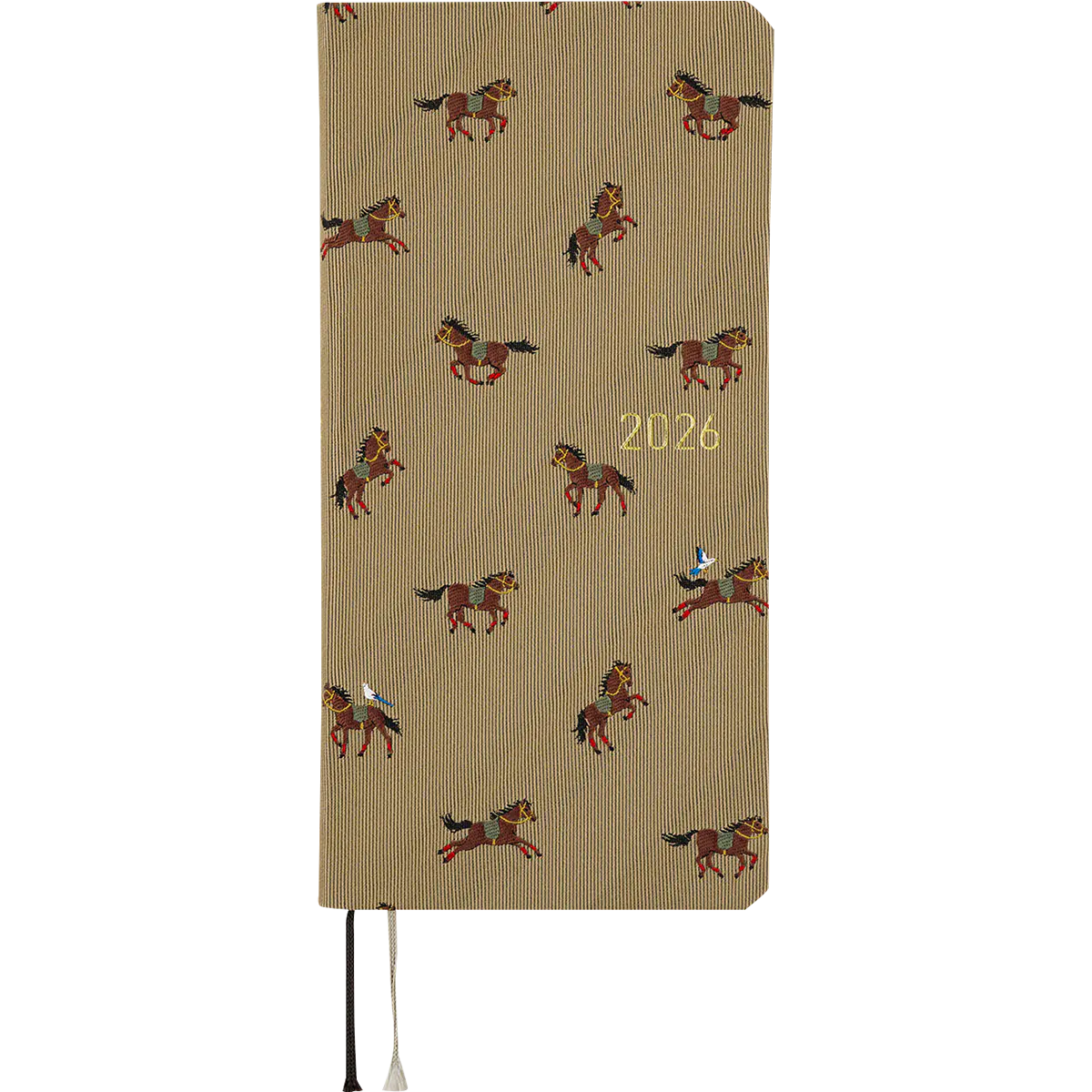 Hobonichi Light Hard Cover English Book - Bow & Tie: Galloping Horses - Tall & Slim (Weeks - January Start)-Pen Boutique Ltd