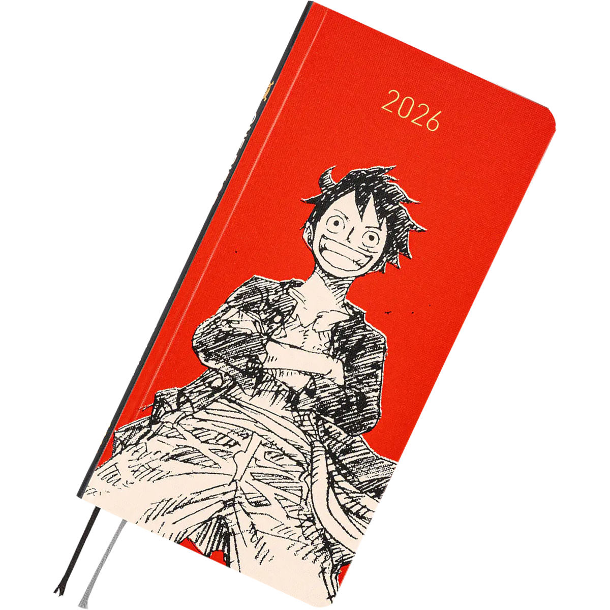 Hobonichi Light Hard Cover Japanese Book - ONE PIECE Magazine: Straw Hat Luffy - Red - Tall & Slim (Weeks - January Start)-Pen Boutique Ltd